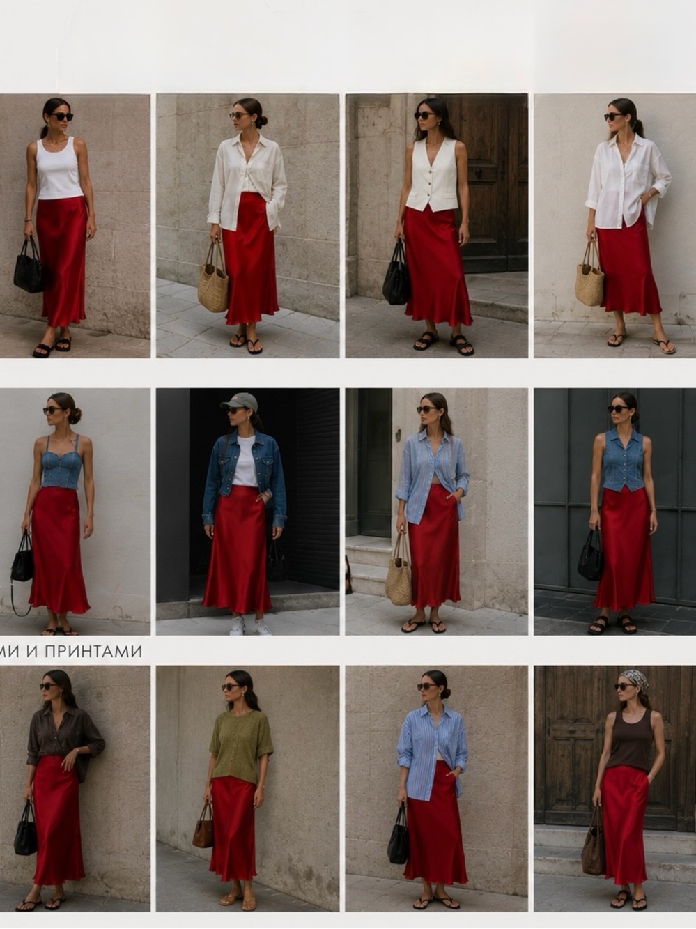 Satin Bias Maxi Skirt in Deep Red - Picture 2 of 7